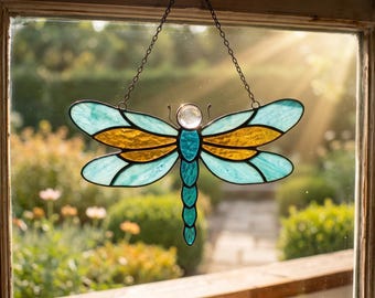 Libelle Glasmalerei PDF | Insekt Buntglas | Einfache Suncatcher-Vorlage | DIY Glaskunst | Anfängerfreundlicher digitaler Download