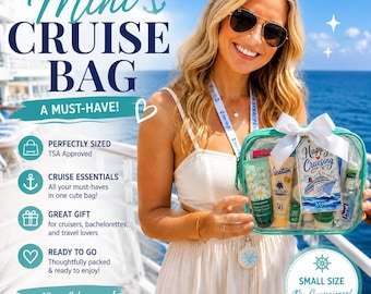 Deluxe Mini Cruise Gift Bag, Premium Cruise Survival Kit, Bon Voyage Gift, Travel Essentials, Girls Trip Favor, Bulk Cruise Gifts, TSA Pouch