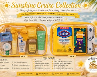 Sunshine Cruise Collection Gift Bag, Cruise Essentials, Bon Voyage Gift, Vacation Gift, Travel Gift for her, Yellow Gift Bag, Vacation Brand