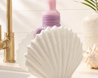 Zeepdispenserhouder schelpen | Badkamerdecoratie kustkeuken (past bij Bath & Body Works)