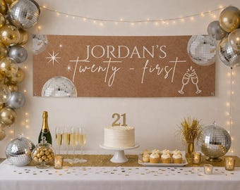 Aangepaste disco-verjaardagsbanner, bord Twenty First Party (digitale download)