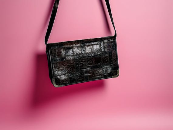 Authentic Vintage 90s Patchwork Leather Shoulder … - image 2