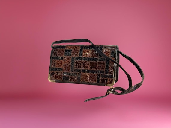 Authentic Vintage 90s Patchwork Leather Shoulder … - image 6