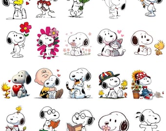 Snoopy Dog PNG  Clipart Bundle,  Peanuts  Comic Dog    Inspired  Graphics (Digital Download)