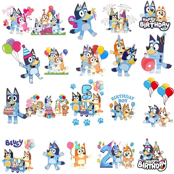 Cartoon  Dog Family, Bluey  Birthday   Party PNG  Clipart Bundle,   (Digital Download)