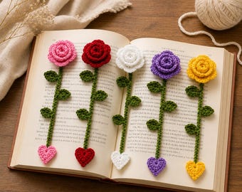 Crochet Flower Bookmark Pattern PDF, Beginner Floral Bookmark Crochet Pattern, Book Lover Gift Tutorial,Instant Download