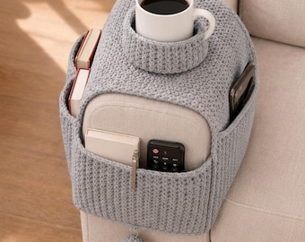Sofa Arm Crochet Pattern PDF, Couch Caddy Organizer, Armchair Pocket Holder, Remote and Mug Storage, Easy Beginner Pattern