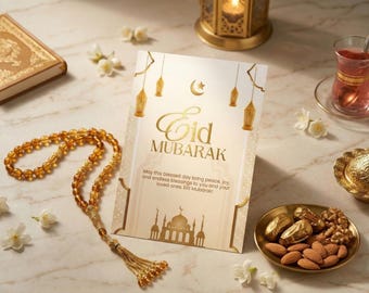 Editable Eid Mubarak Card Template, Canva Greeting (Digital Download)