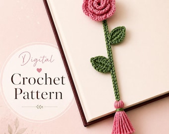 Crochet Flower Bookmark Pattern, PDF Instant Download, Easy Crochet Bookmark Tutorial, Floral Gift for Book Lovers