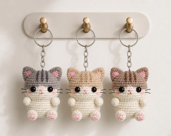 Cat Crochet Pattern PDF, Cute Amigurumi Cat Keychain, Easy Crochet Cat Tutorial, Kawaii Cat Pattern, Instant Download