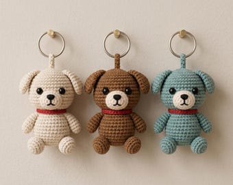Keychain Dog Crochet Pattern PDF, Puppy Amigurumi Keychain, Beginner Crochet Dog Pattern, Cute Dog Bag Charm Tutorial