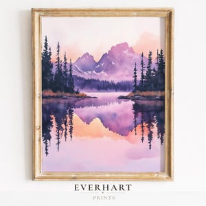 Rocky Mountain National Park Print, Watercolor Wall Art, Bear Lake Dawn Reflection Poster (Digital Download)