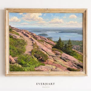 Acadia National Park Cadillac Mountain Summit Wall Art, Maine Pink Granite Poster, Alpine Trail Print, Frenchman Bay View (Digital Download)