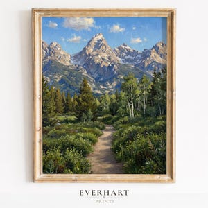 Grand Teton National Park Taggart Lake Trail, Aspen Pine Wall Art, Hiking Path Poster, Wyoming Adventure Forest Print (Digital Download)