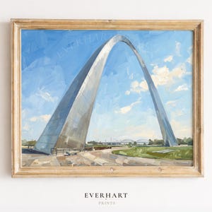 Gateway Arch National Park Wall Art, Missouri Angle River View Poster, Summer Sky Grand Bridge Vista Print Poster (Digital Download)