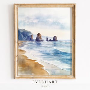 Tryck av Olympic National Park, väggkonst Ruby Beach, akvarellposter av Stillahavskusten (digital nedladdning)