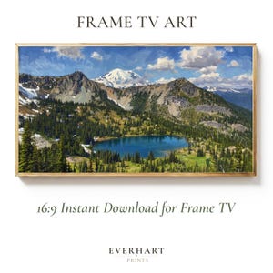 Frame TV Art, Mount Rainier National Park Crystal Lake Basin, Turquoise Alpine 4K Landscape, Compatible with Samsung LG (Digital Download)