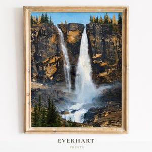 Yoho National Park Twin Falls Autumn Scenic Wall Art, British Columbia Canada Waterfall Print, Golden Larch Poster (Digital Download)
