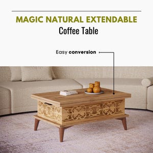 Extendable Lift Top Coffee Table with Storage, Adjustable Height