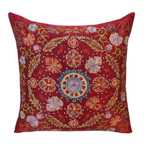 Handmade Suzani Silk Pillow Cover SP382, Suzani Pillow, Hand Embroidery, Suzani Throw, Suzani, Decorative pillows, Accent pillows