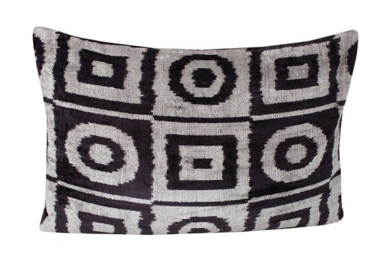 Silk Velvet Ikat Pillow Cover Vp24 Bohemian Pillow Velvet Etsy