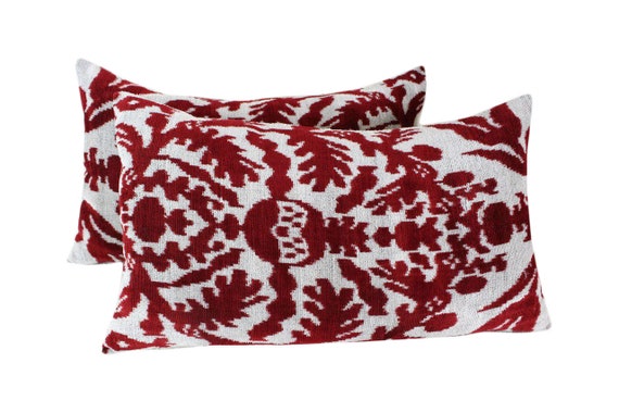 Set Of 2 Silk Velvet Ikat Pillow Covers Vp91s Bohemian Etsy