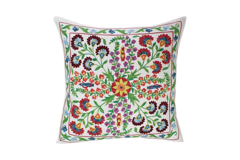 Handmade Suzani Silk Pillow Cover Sp66 Suzani Pillow Uzbek Etsy