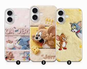 Etui na telefon Tom i Jerry z kreskówkową nostalgią do iPhone'a 17 17Pro 16e 15 14 13 12 11 Samsung S25 S24 S23 A56 A36 A16 Pixel 10 10Pro 9A