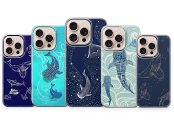 Etui na telefon z motywem wieloryba i zwierząt morskich do iPhone'a 17Pro, 16, 15, 14, 13, 12, Samsunga S25, S24, S23Fe, S22, A16, A26, A56, Pixela 10, 9Pro