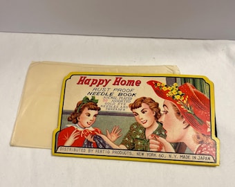 Vintage Happy Home Needle Book Gold Eye Never Used