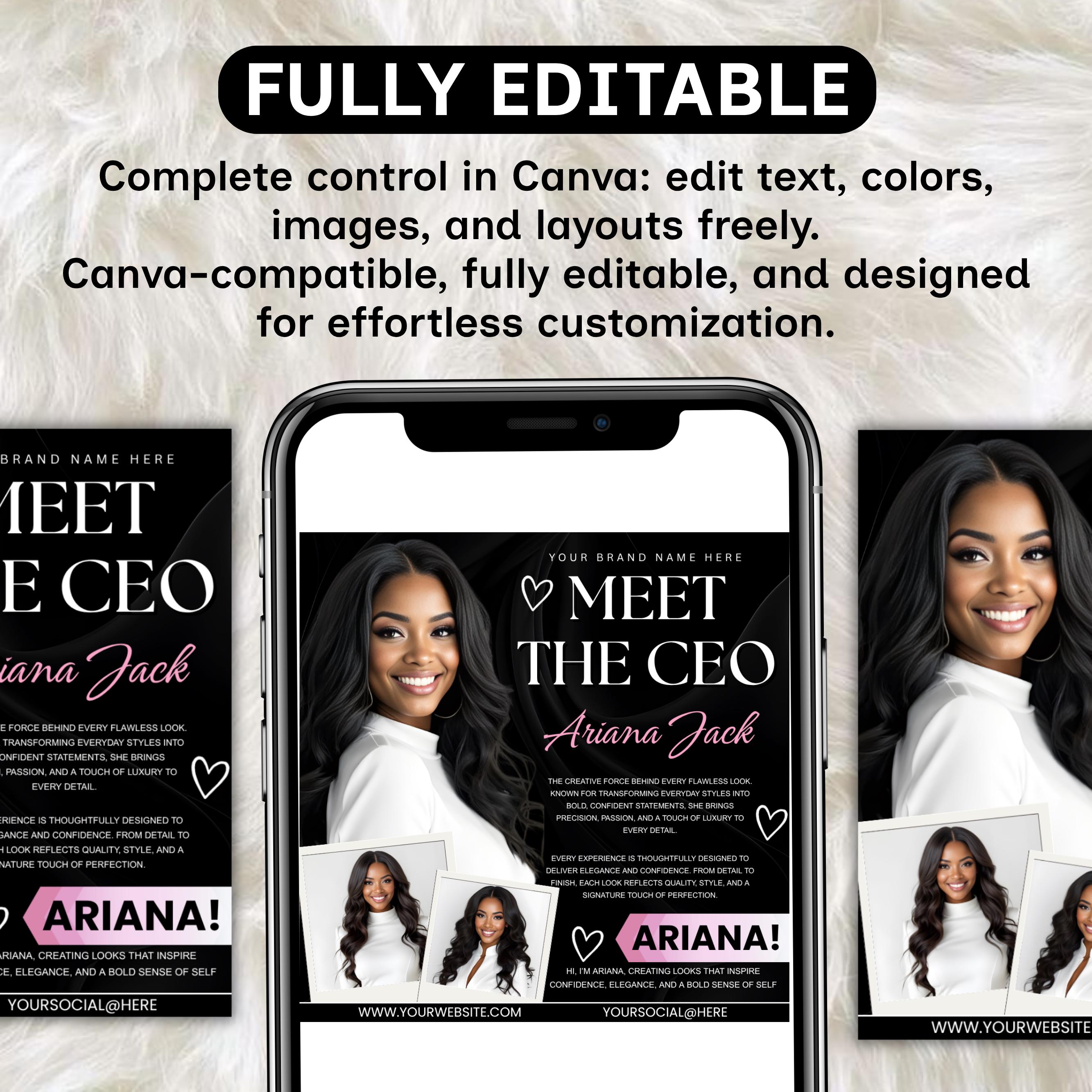 Meet the CEO Flyer Template Editable Canva , Business Owner ...
