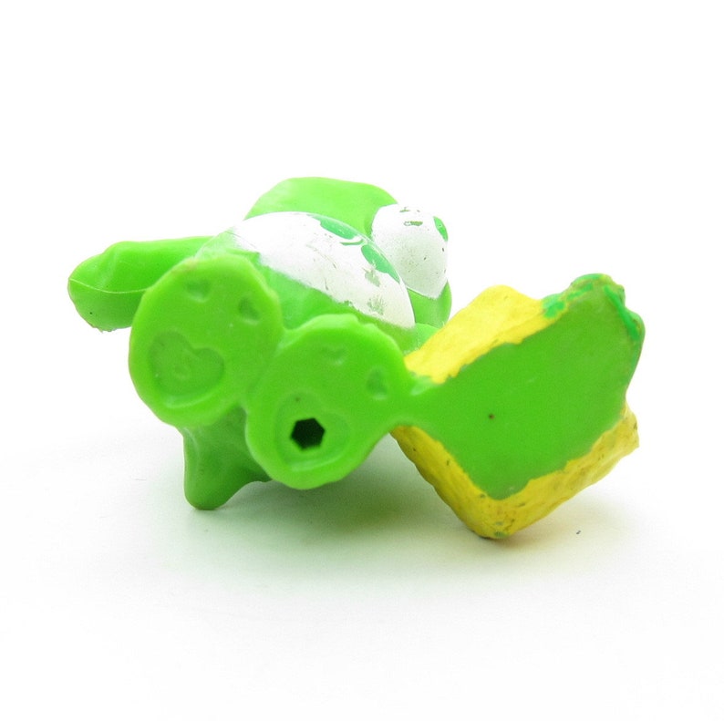 Good Luck Bear Miniature Figurine Vintage Care Bears PVC Mini Figure with Basket of Four Leaf Clovers
