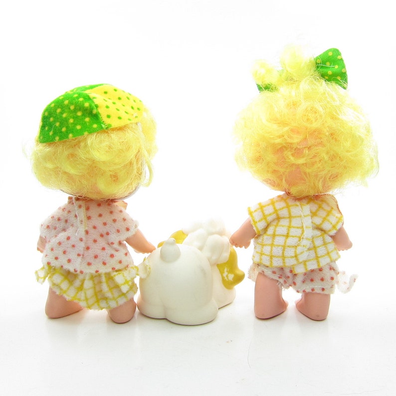 Lem & Ada Twins Strawberry Shortcake Dolls with Sugar Woofer Pet Dog Vintage 1980's Toy image 2
