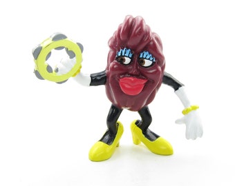 California Raisins Tambourine Player in Yellow Heels Vintage 1988 PVC Miniature Figurine