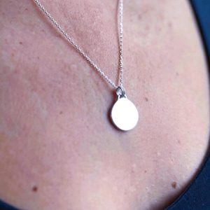 Metal Mirror Fine Silver Moon Pendant - Spiral Back, Protection from Negative Energy & Evil Eye, Handmade Spiritual Jewelry