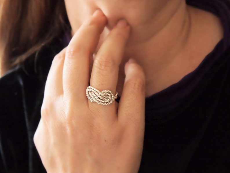 Simulated Turquoise Infinity Love Knot Ring - 925 Sterling Silver Band, Sizes 4-10