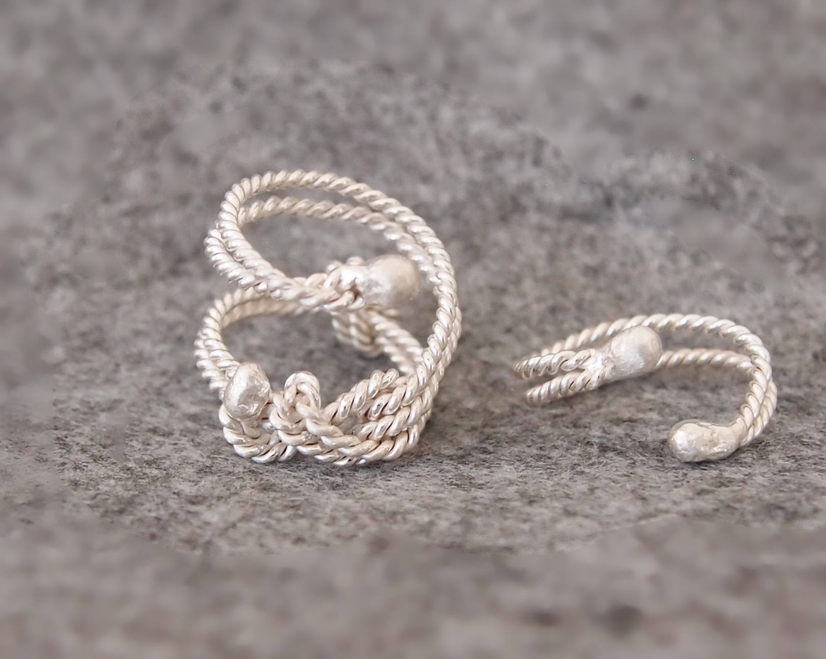Rope Knot Full Finger Ring, Sterling Silver String Ring Rope Knot Full Finger Ring, Sterling Silver String Ring
