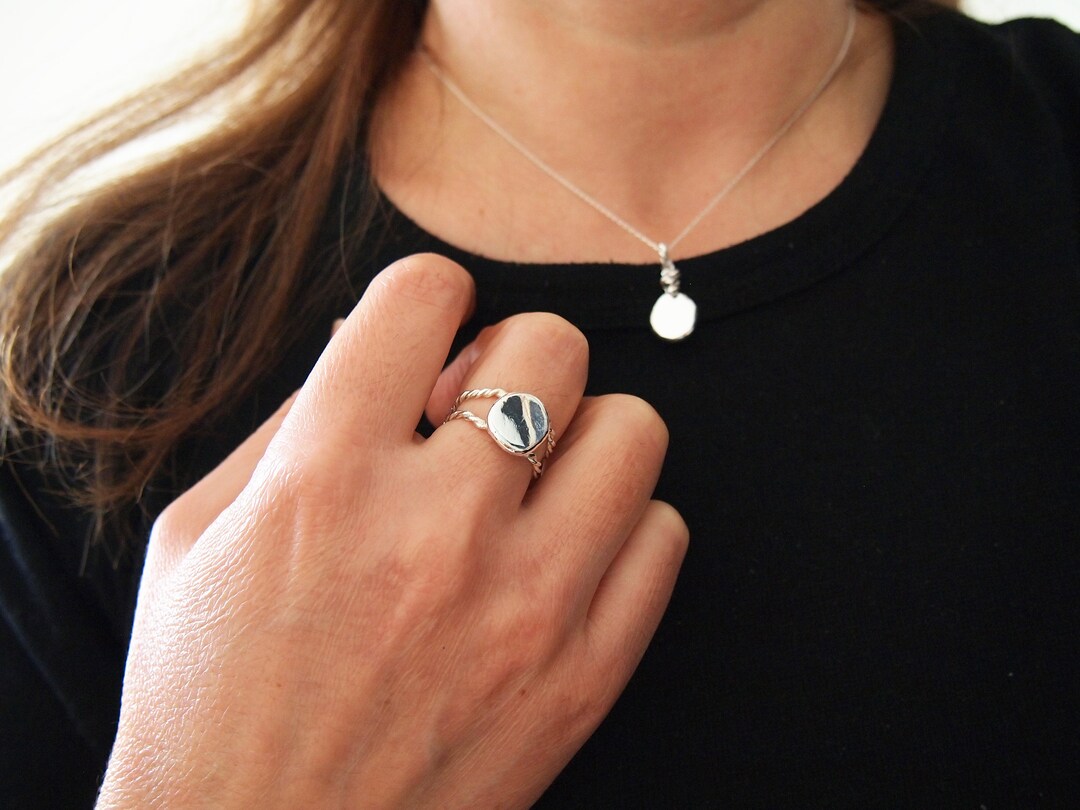 Ring and Necklace Set Pure Silver Mirror Jewelry for Etsy