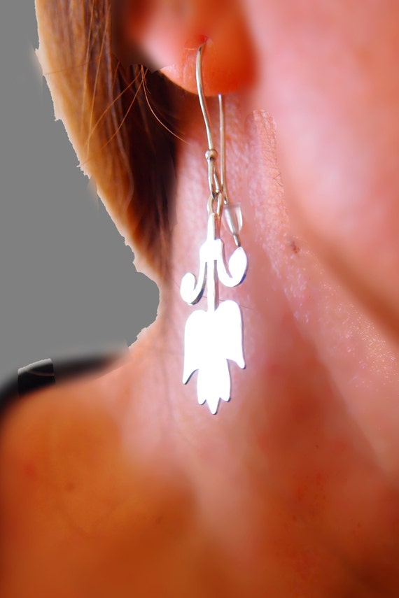 Flower Dangle Earrings Sterling Silver Flower Dangle Earrings Sterling Silver
