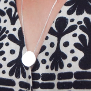 Negative Energy Protection Necklace, Pure Silver Metal Mirror Pendant Necklace in Full Moon Form with a Pure Silver Spiral