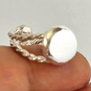 Adjustable Pure Silver Amulet Ring - Handmade Evil Eye Protection Jewelry - Metal Mirror Ring