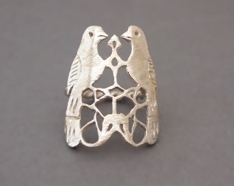 Index Finger Bird Ring, Long Sterling Silver Ring