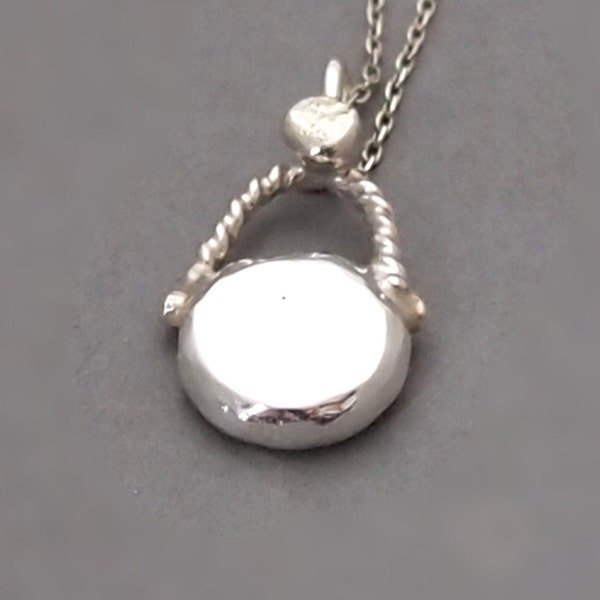 Silver Mirror Necklace For Protection, with Adjustable Silver Chain