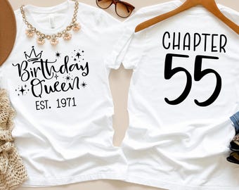 Birthday Queen Est 1971 Shirt, 55 Old Birthday Tee, 55th Birthday Shirt, Birthday Date Est Shirt, 1971 Birthday Shirt, Custom Birthday Gift