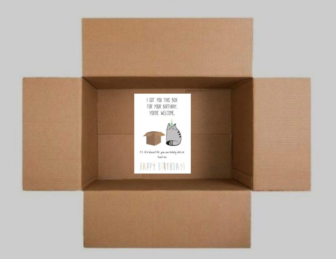 Birthday Card - Cat - I Got You This Box - Etsy