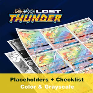 Sun & Moon: Lost Thunder Placeholders, Printable Master Set, Pokemon Binder Inserts + Checklist (Digital Download)