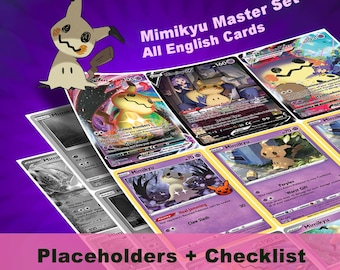 Set completo di segnaposto Mimikyu, tutte le carte in inglese, inserti stampabili per raccoglitore + lista di controllo (download digitale)