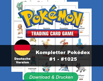 National Pokedex Placeholders German Names | Deutsch Printable Pokemon Binder Inserts | All 1025 Pokemon Pages