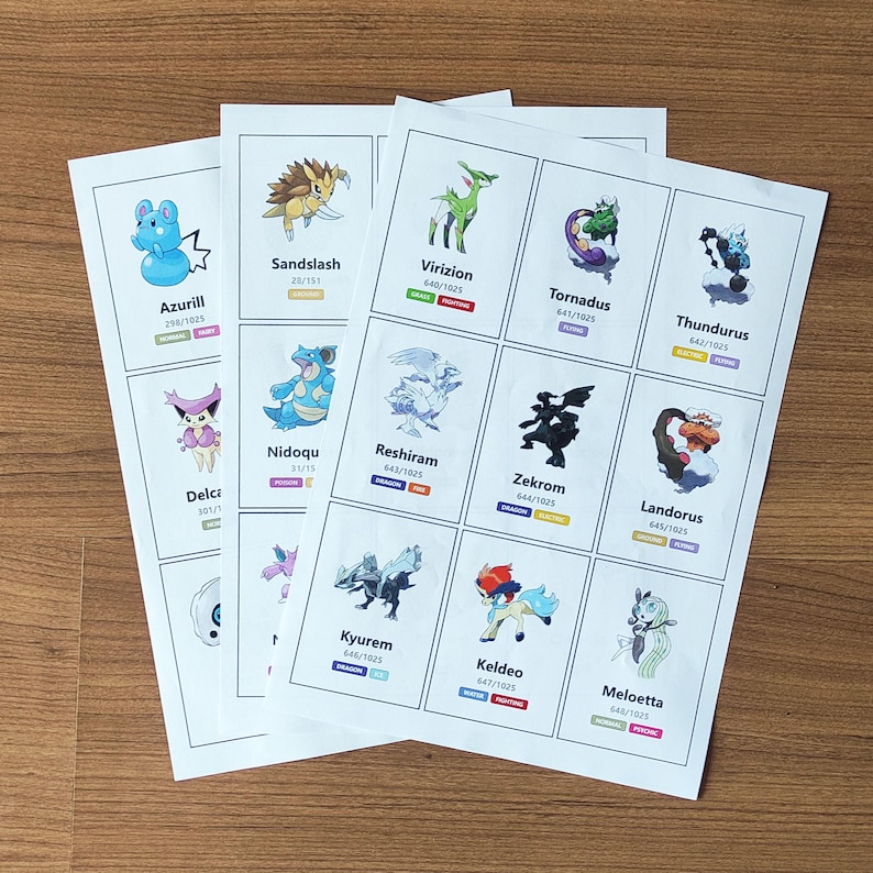Pokemon Binder Placeholders, Complete Pokedex 1-1025 + Checklist, Pre-Printed Letter Size Pages immagine 4