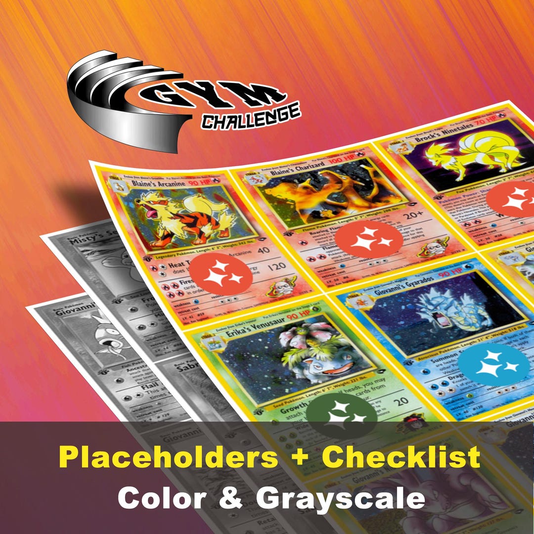 Gym Challenge Placeholders Printable Master Set, Pokemon Binder Inserts ...